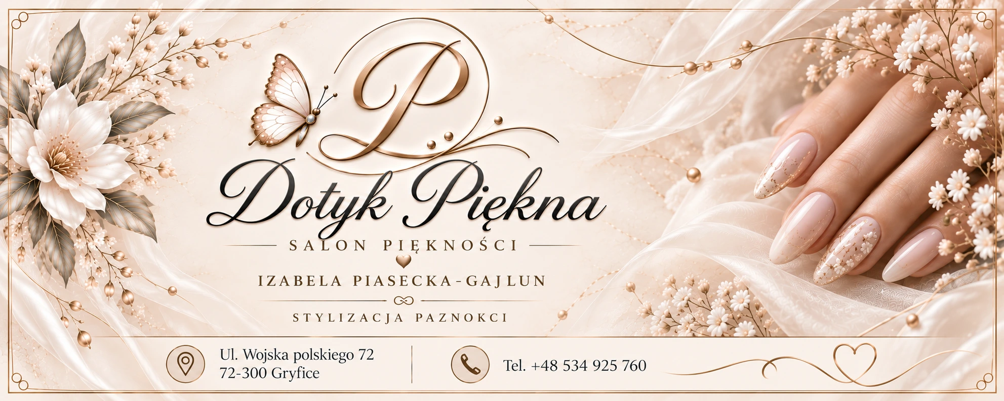 Wizytówka salonu: Izabela Piasecka-Gajlun, ul. Wojska Polskiego 72, Gryfice, tel. 534 925 760